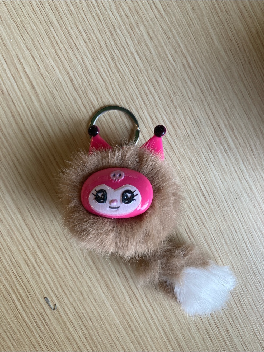 Plush Pink Character Keychain Bag Charm for Kids